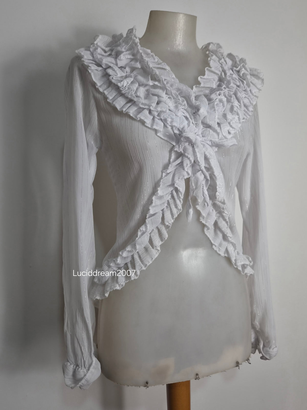 White ruffled voile blouse