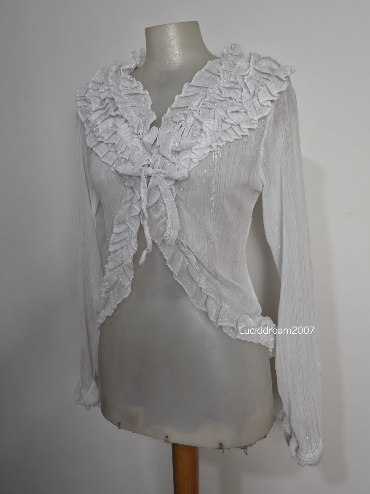 White ruffled voile blouse