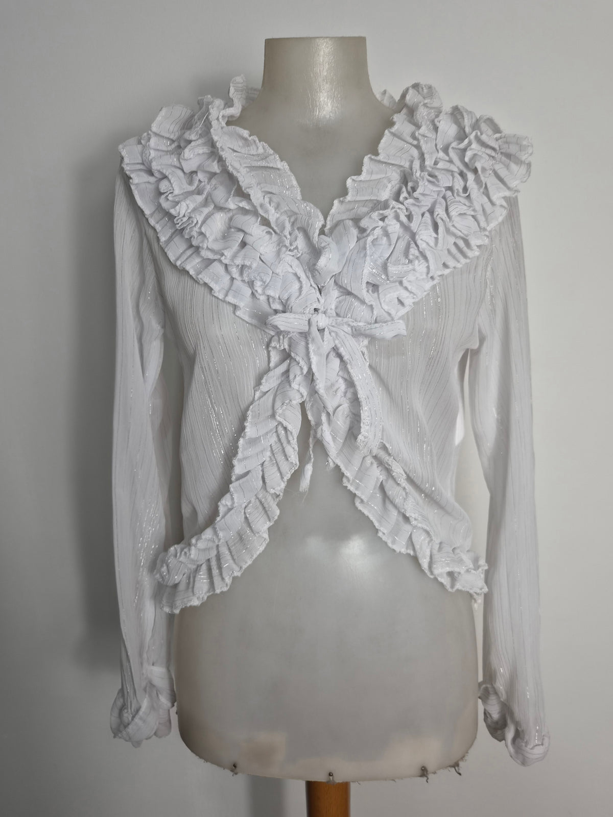 White ruffled voile blouse
