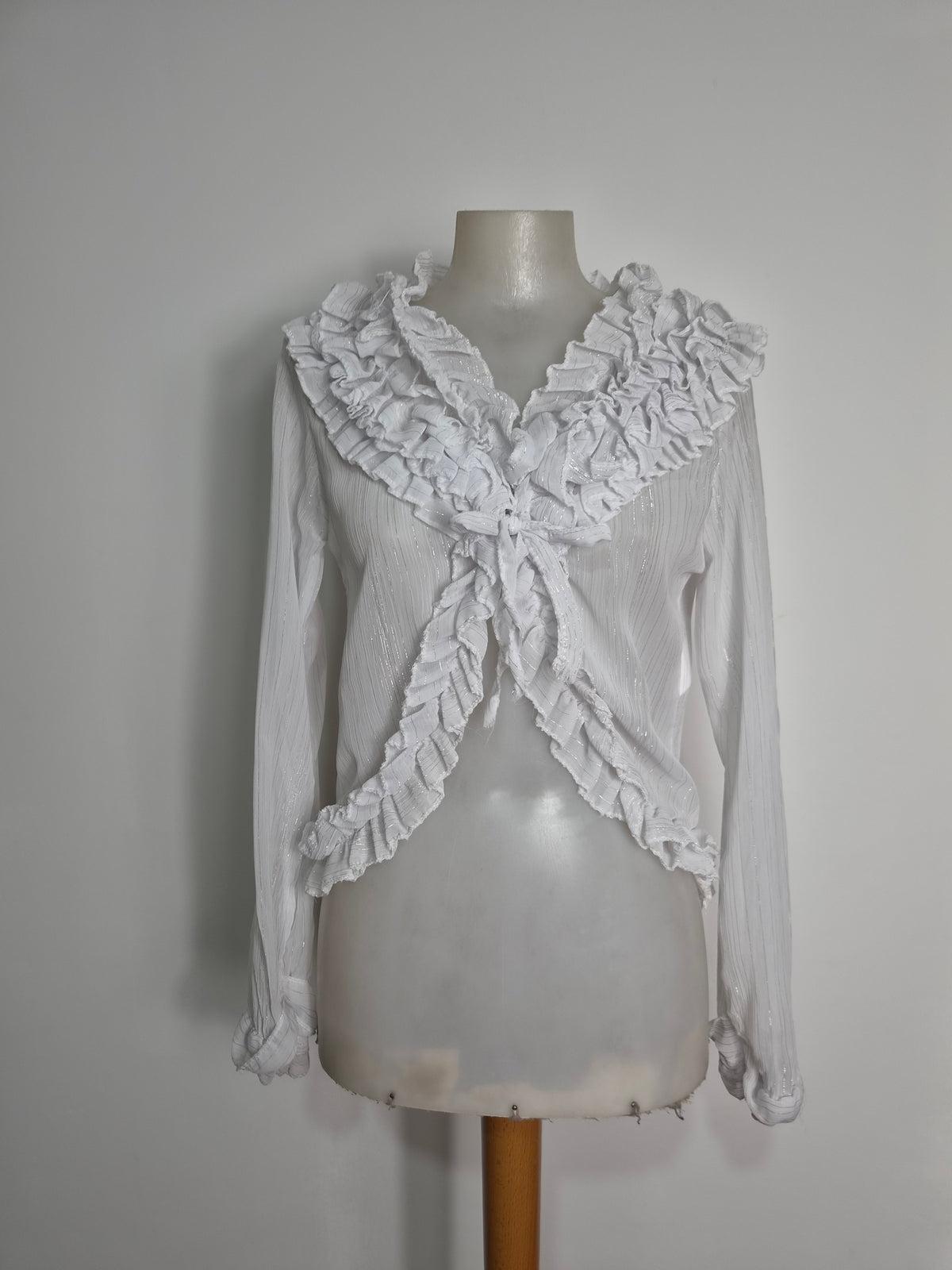 White ruffled voile blouse