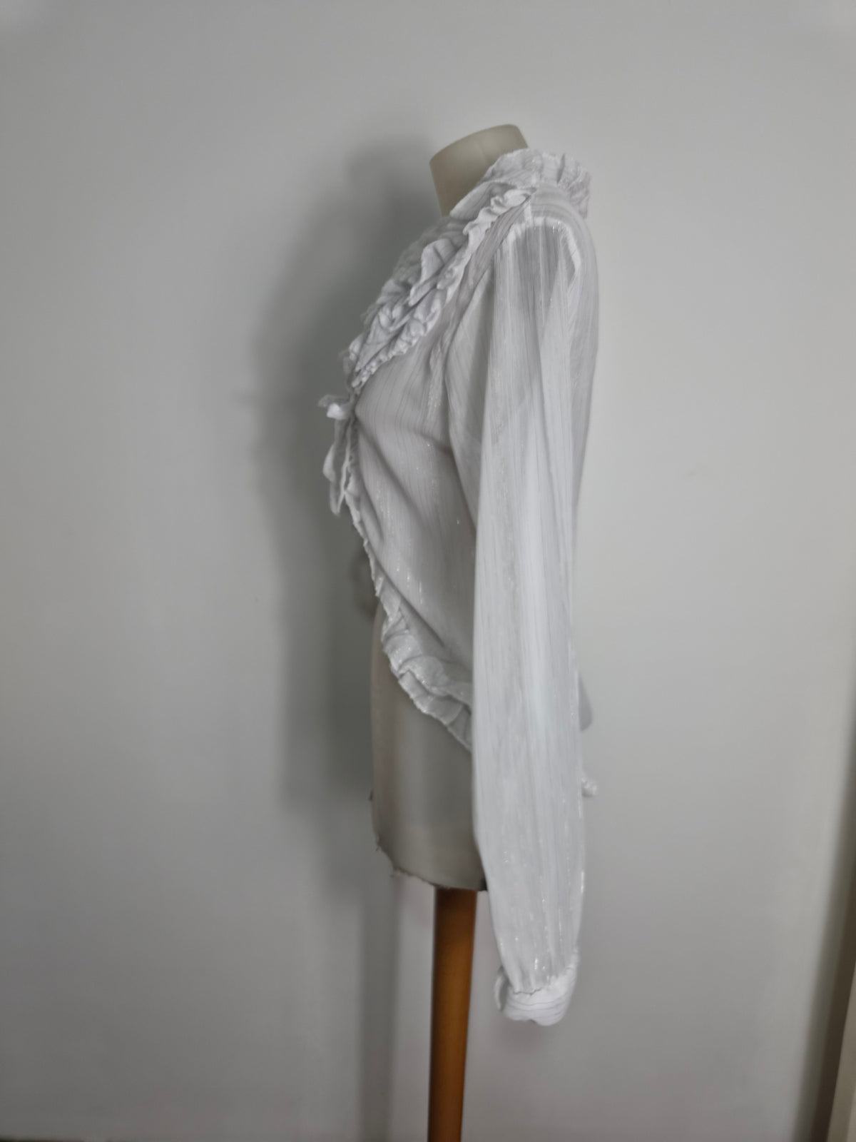White ruffled voile blouse