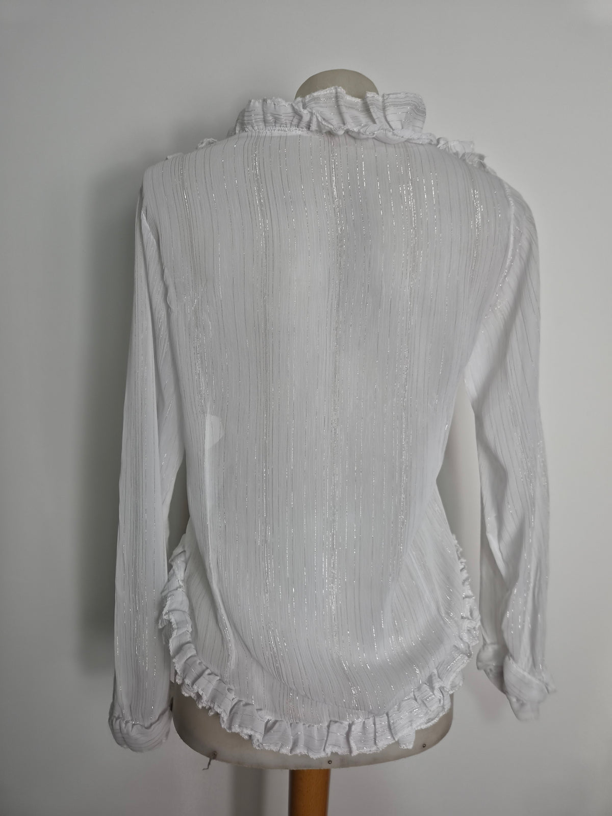 White ruffled voile blouse