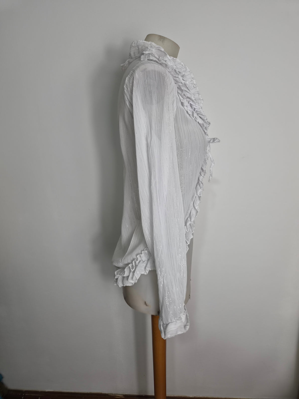 White ruffled voile blouse