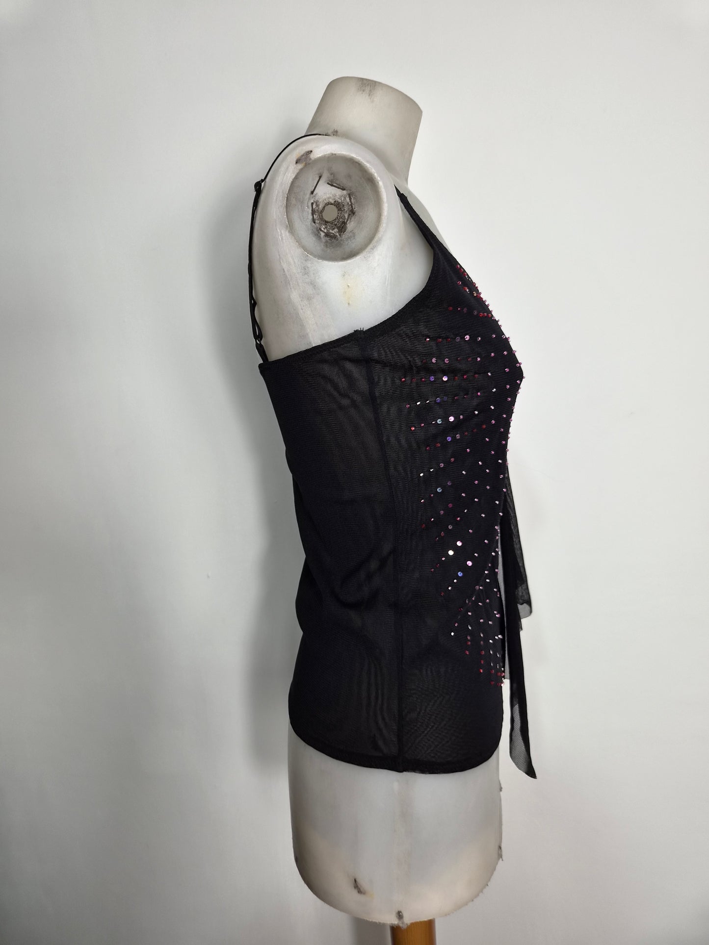 Haut en voile asymétrique à strass