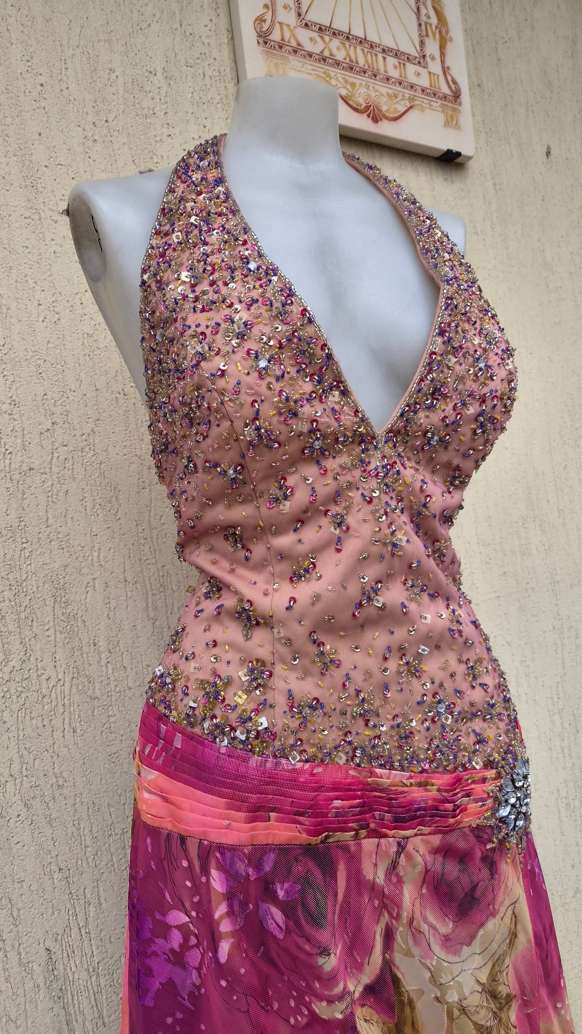 Maxi robe dos nu brodée