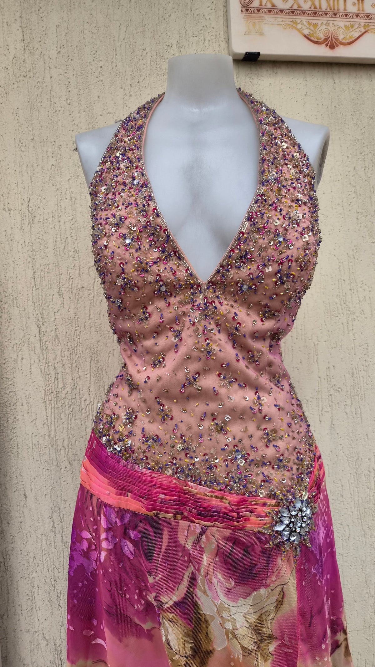 Maxi robe dos nu brodée