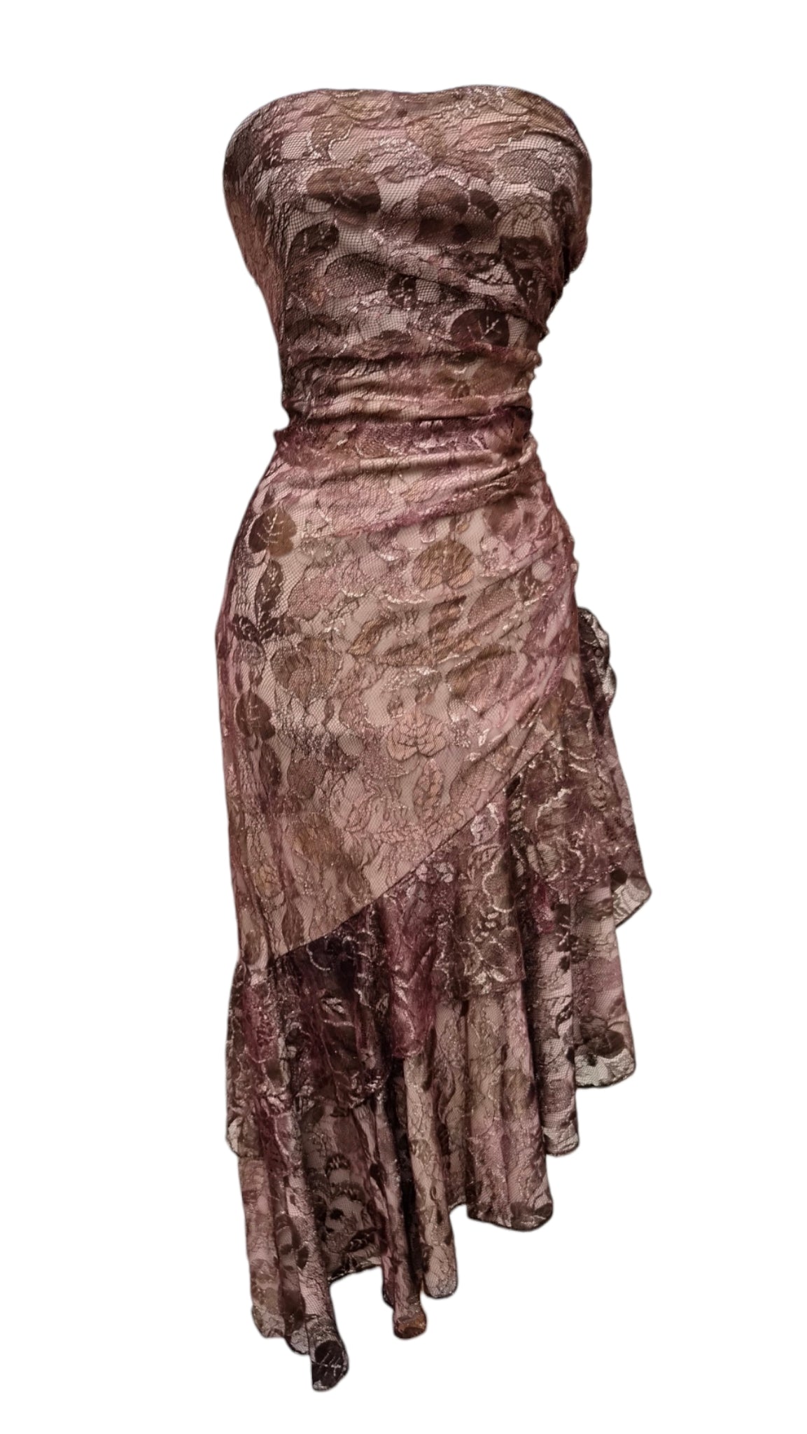 Robe bustier en dentelle marron