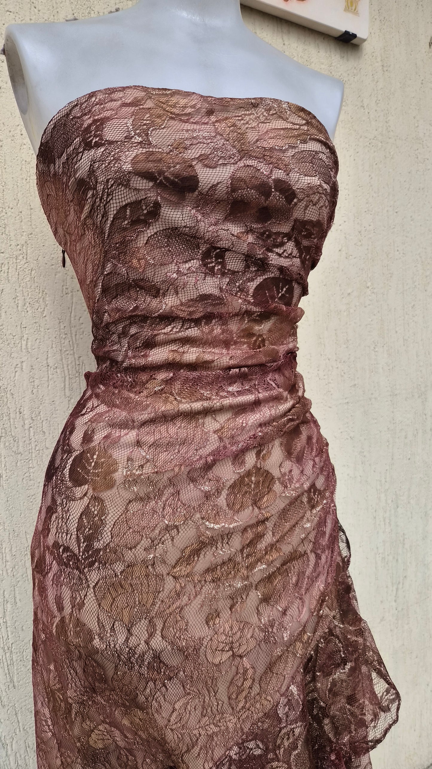 Robe bustier en dentelle marron