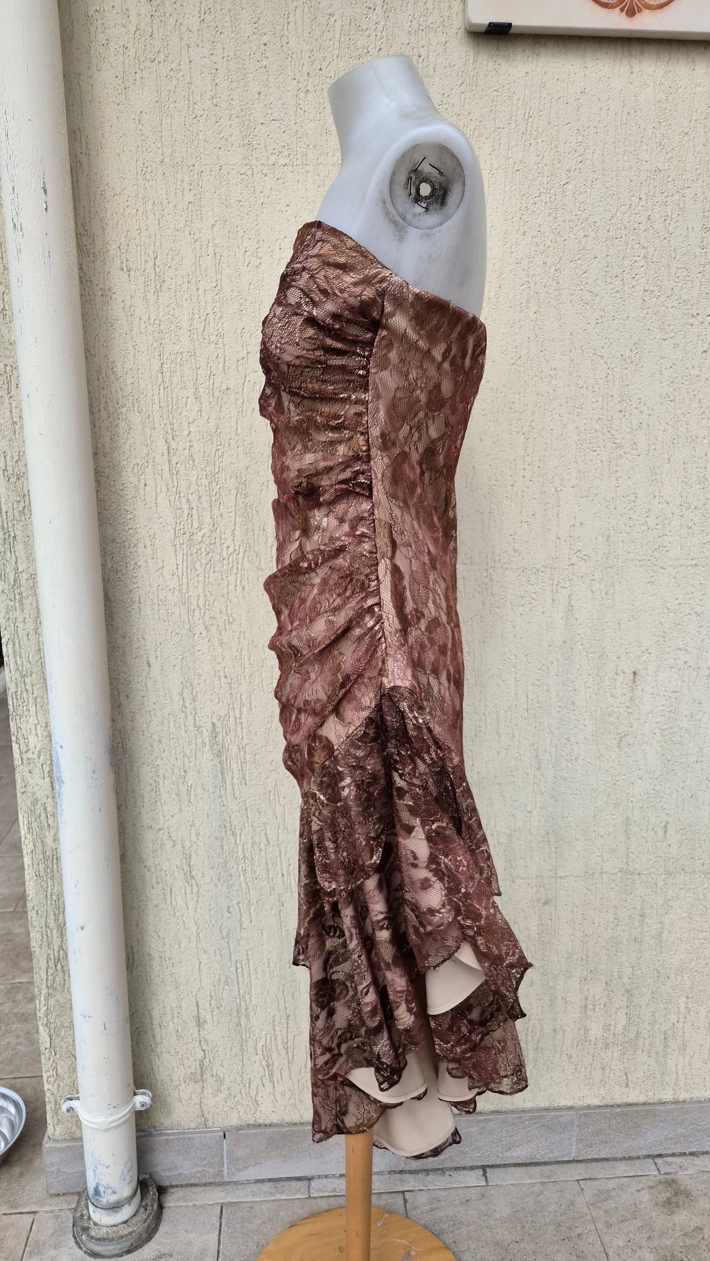 Robe bustier en dentelle marron