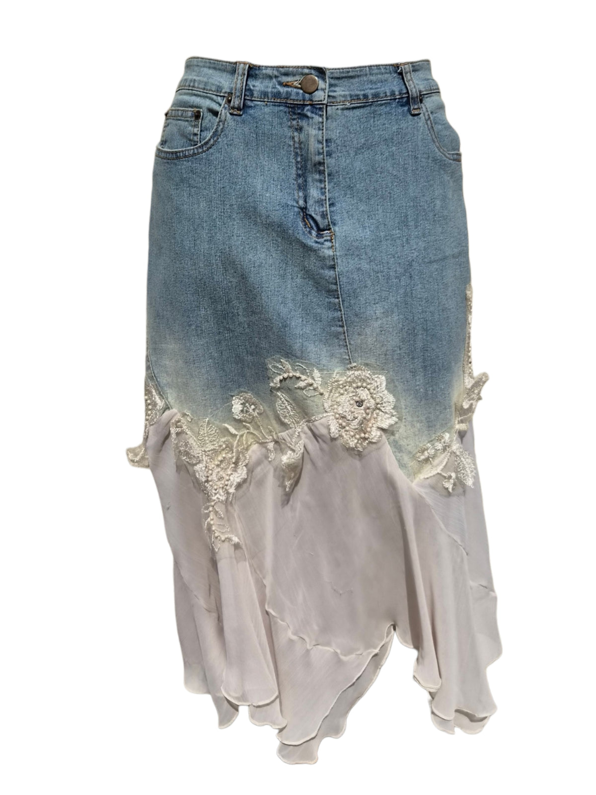 Jupe en denim et voile