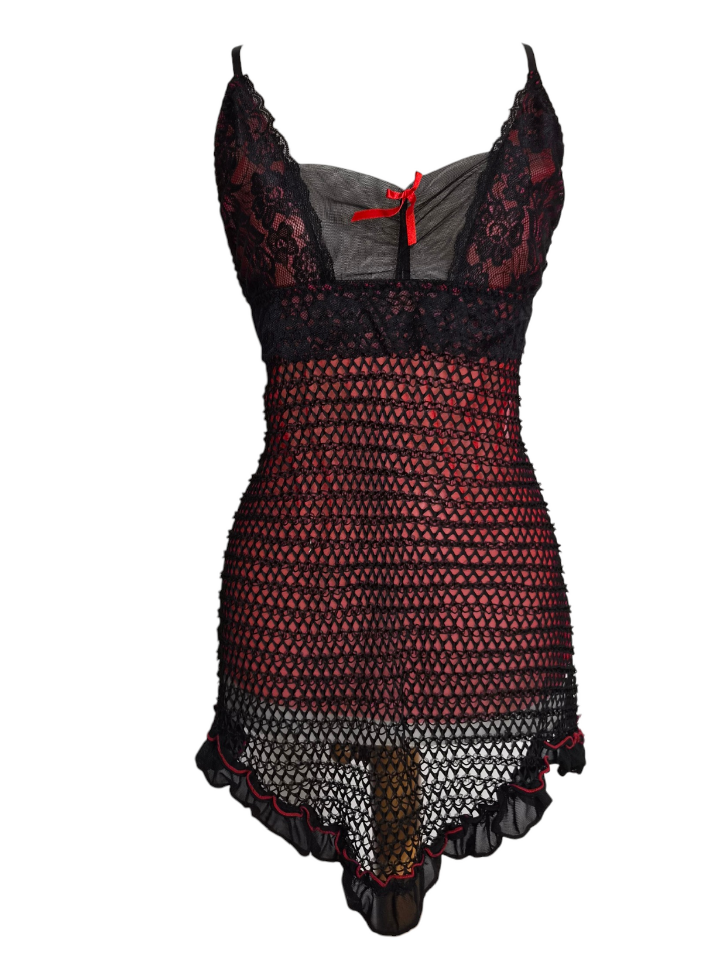 Haut nuisette rouge et noir