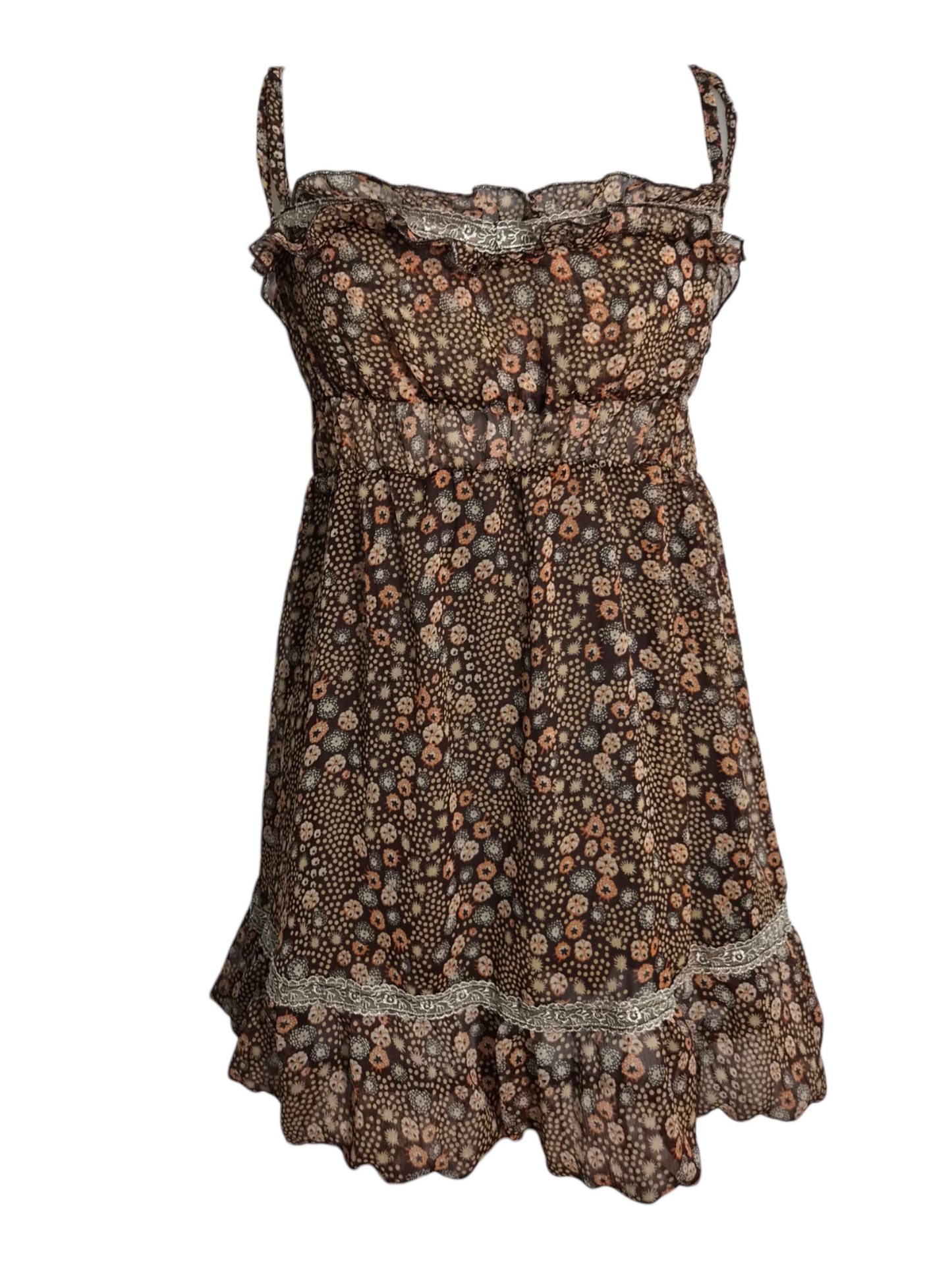 Haut en voile fleuri marron