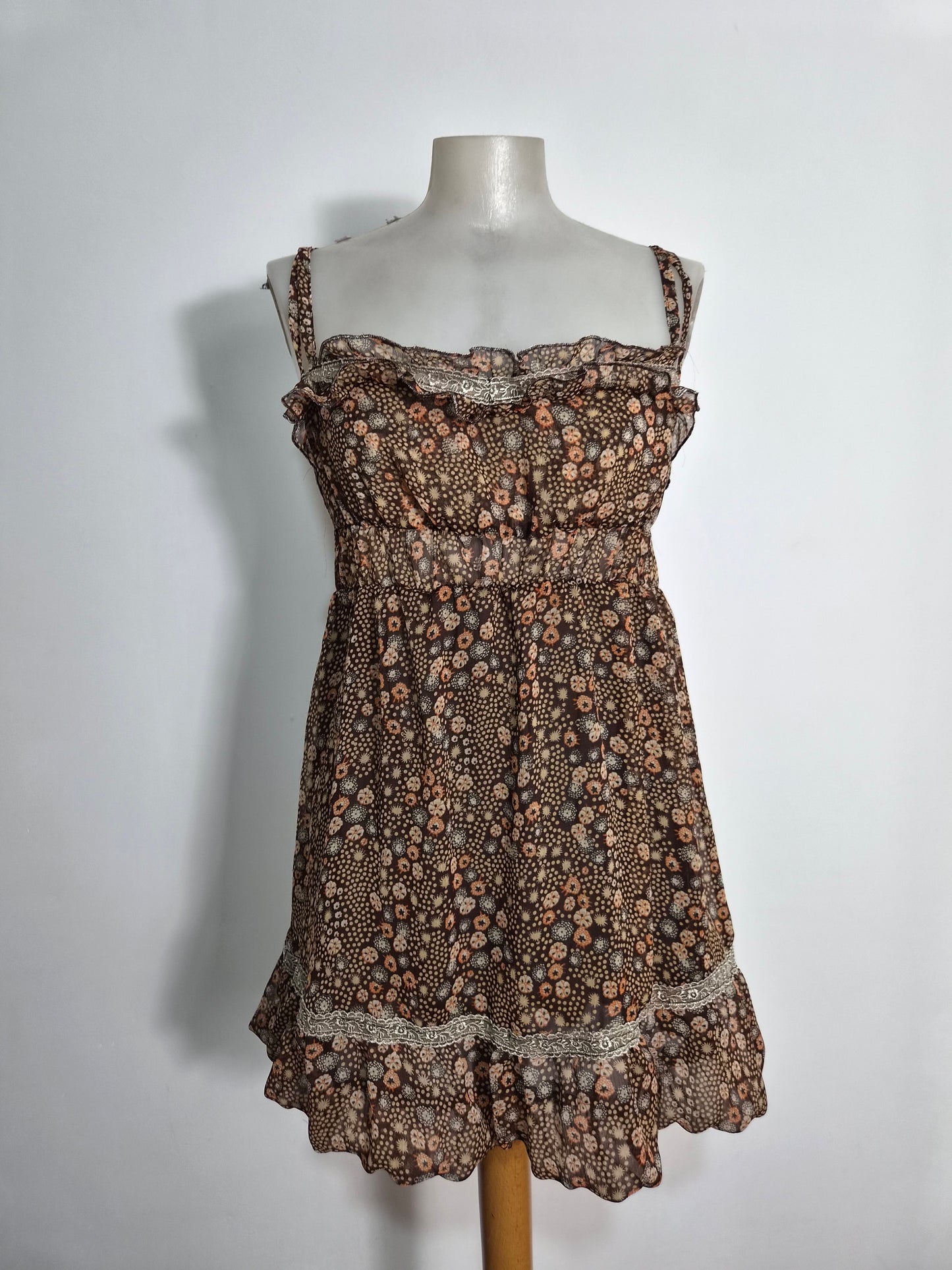 Haut en voile fleuri marron
