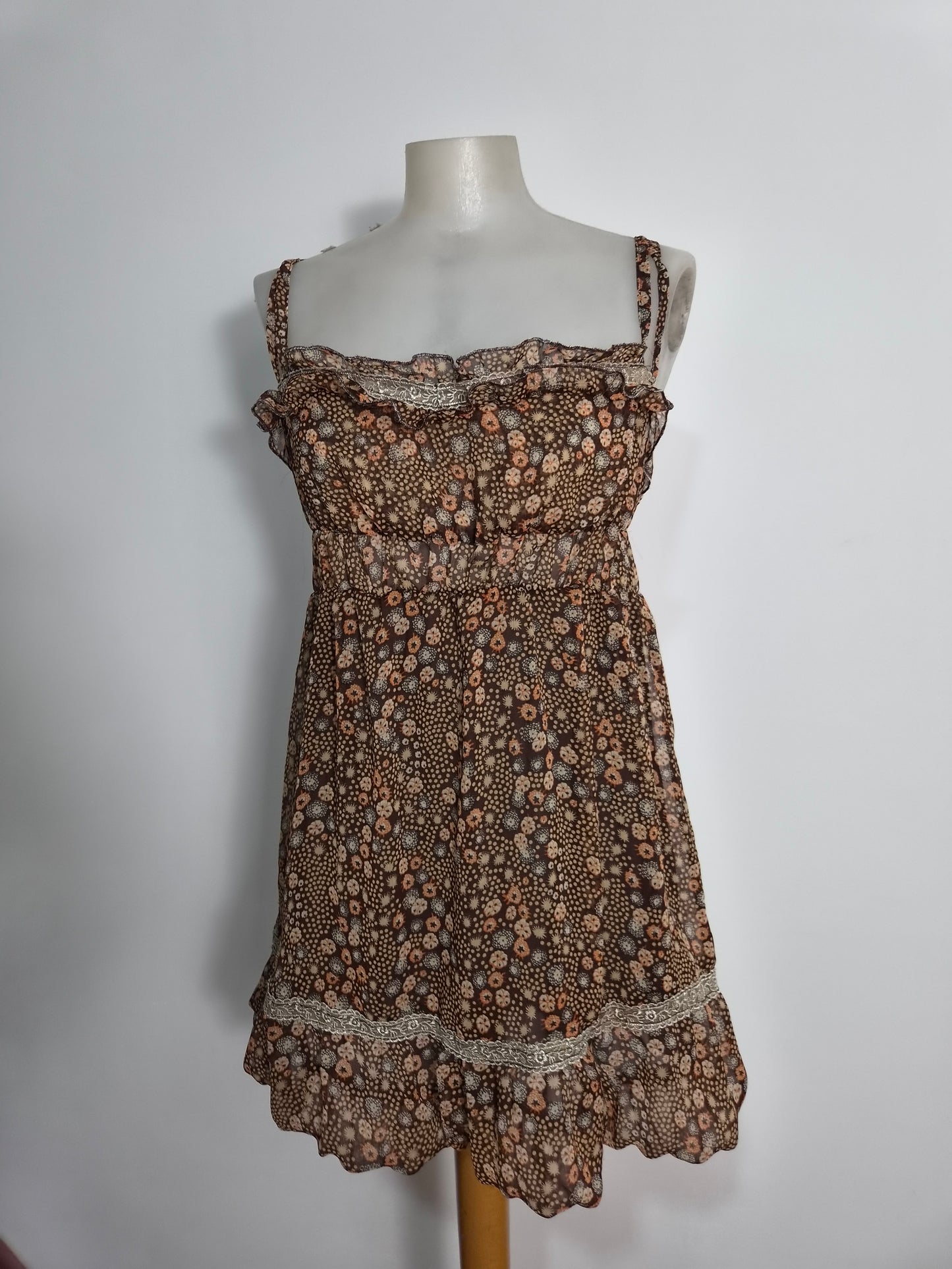 Haut en voile fleuri marron