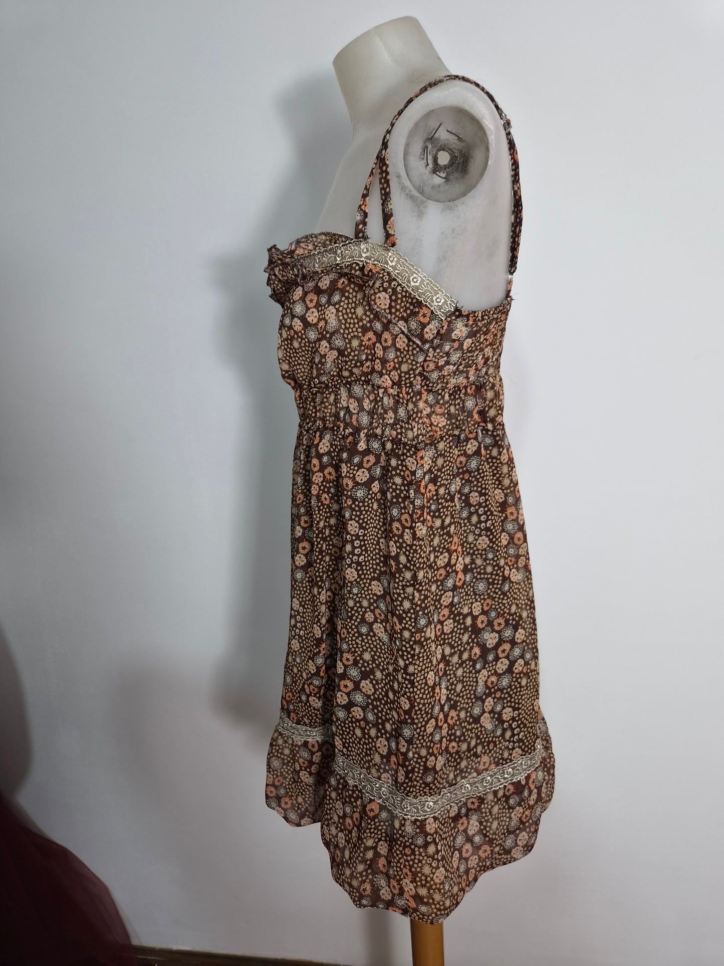 Haut en voile fleuri marron