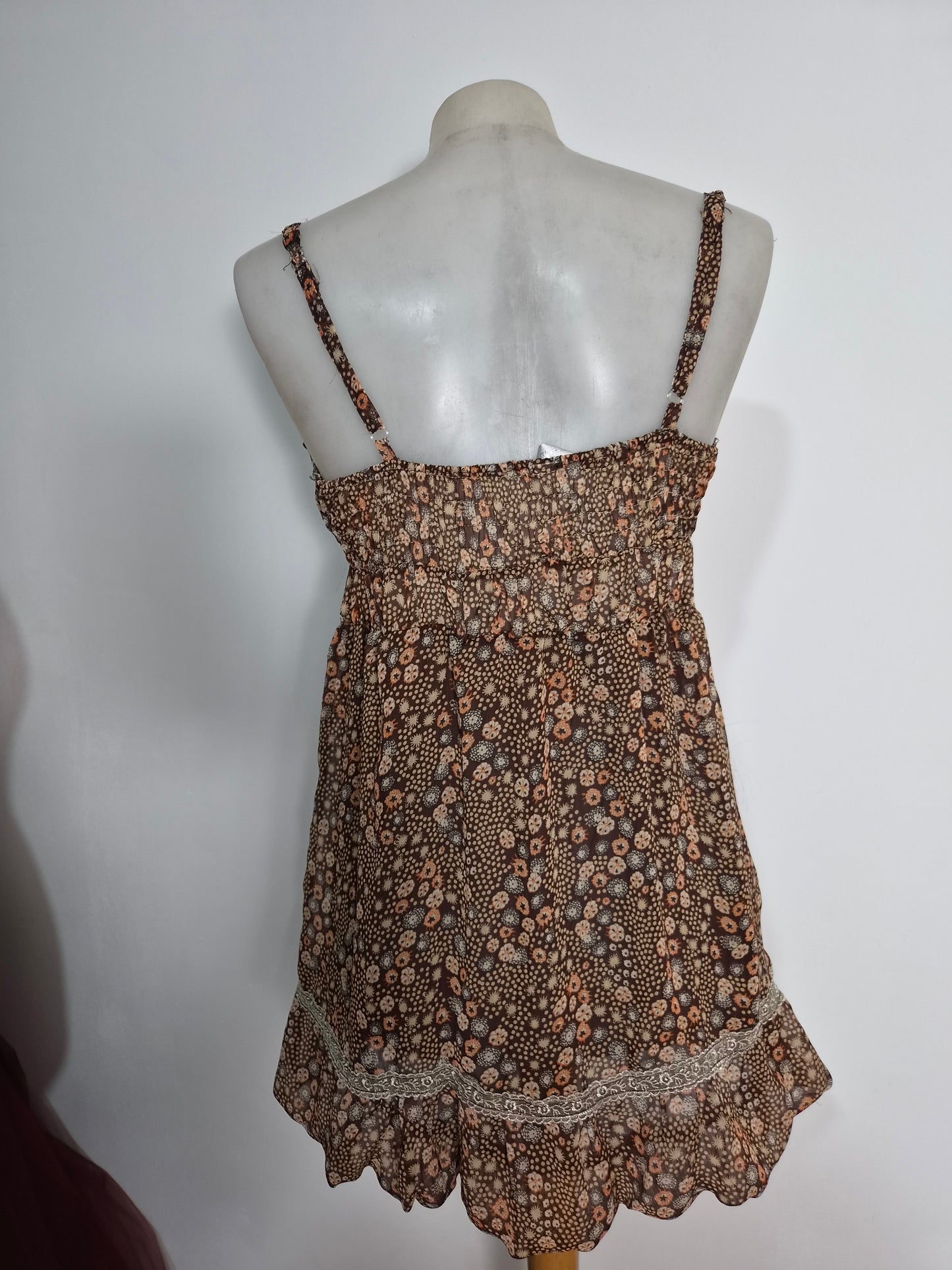 Haut en voile fleuri marron