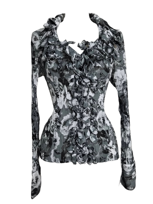 Chemisier en voile tons gris