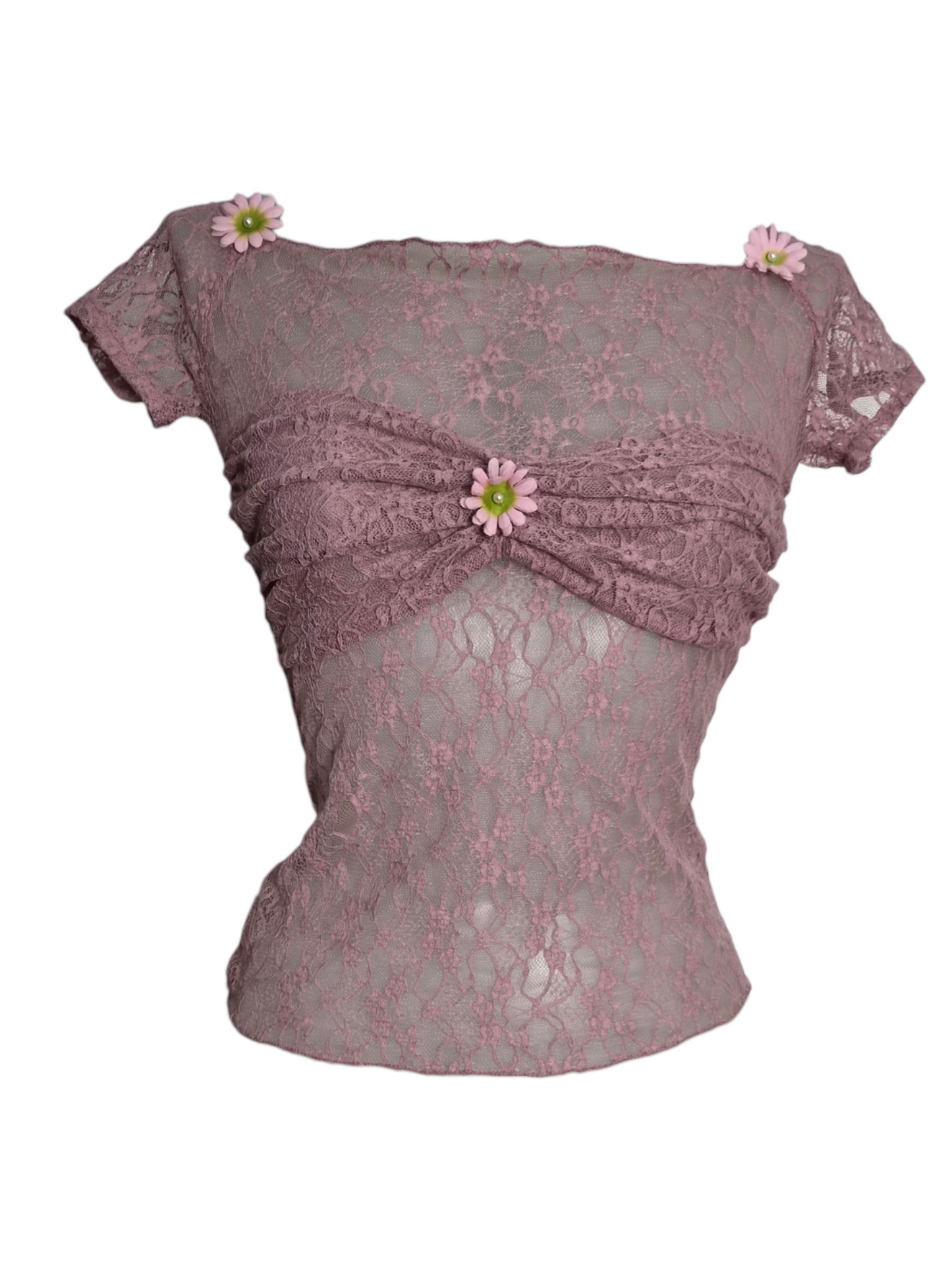 Haut en dentelle rose