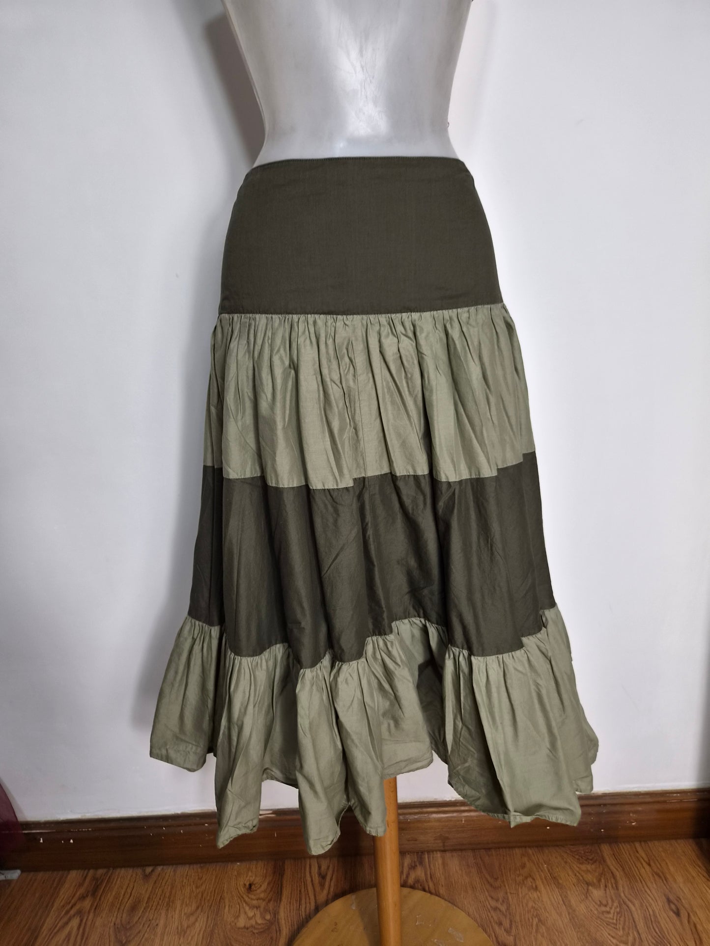 Khaki ruffle skirt