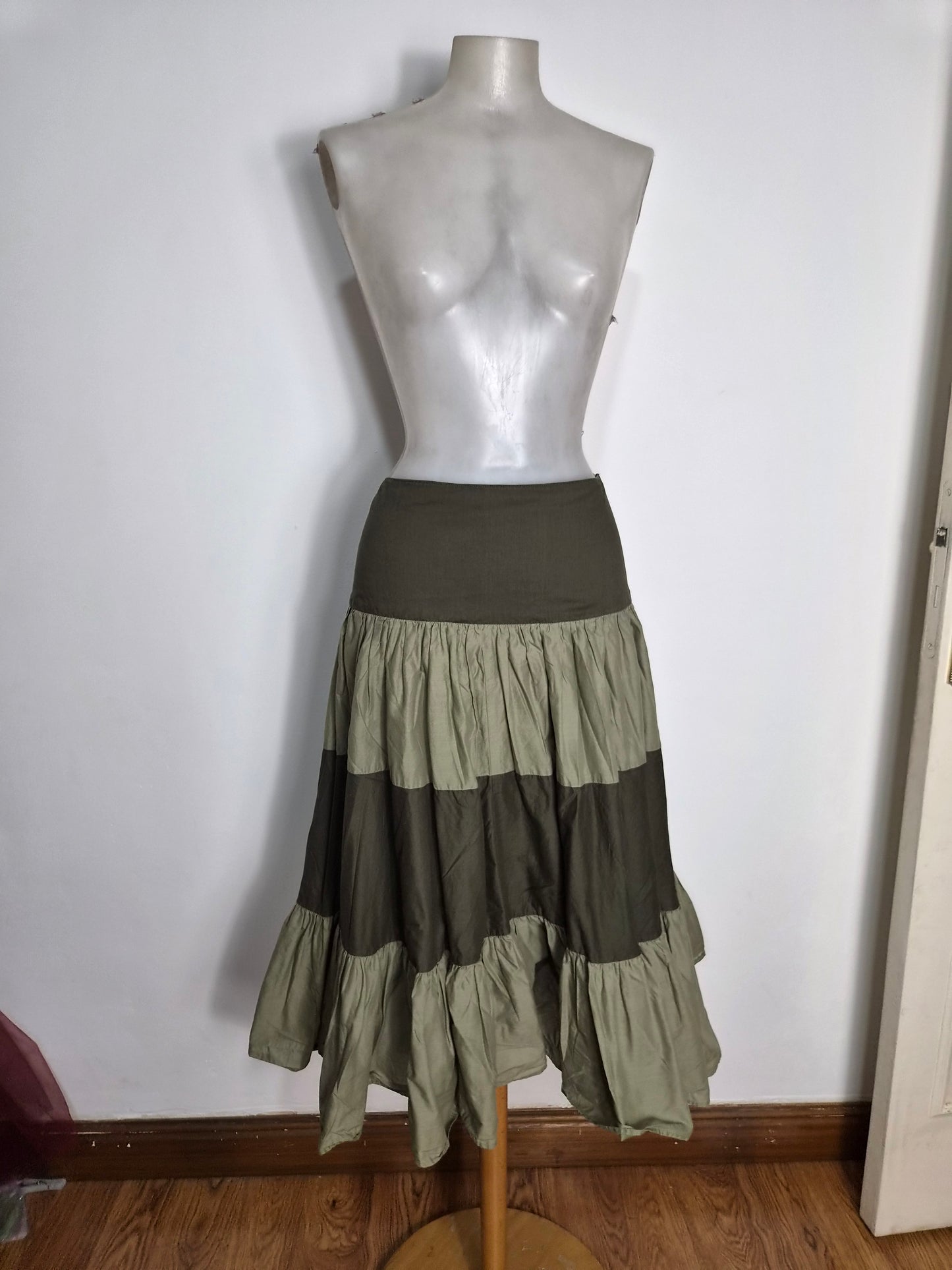 Khaki ruffle skirt