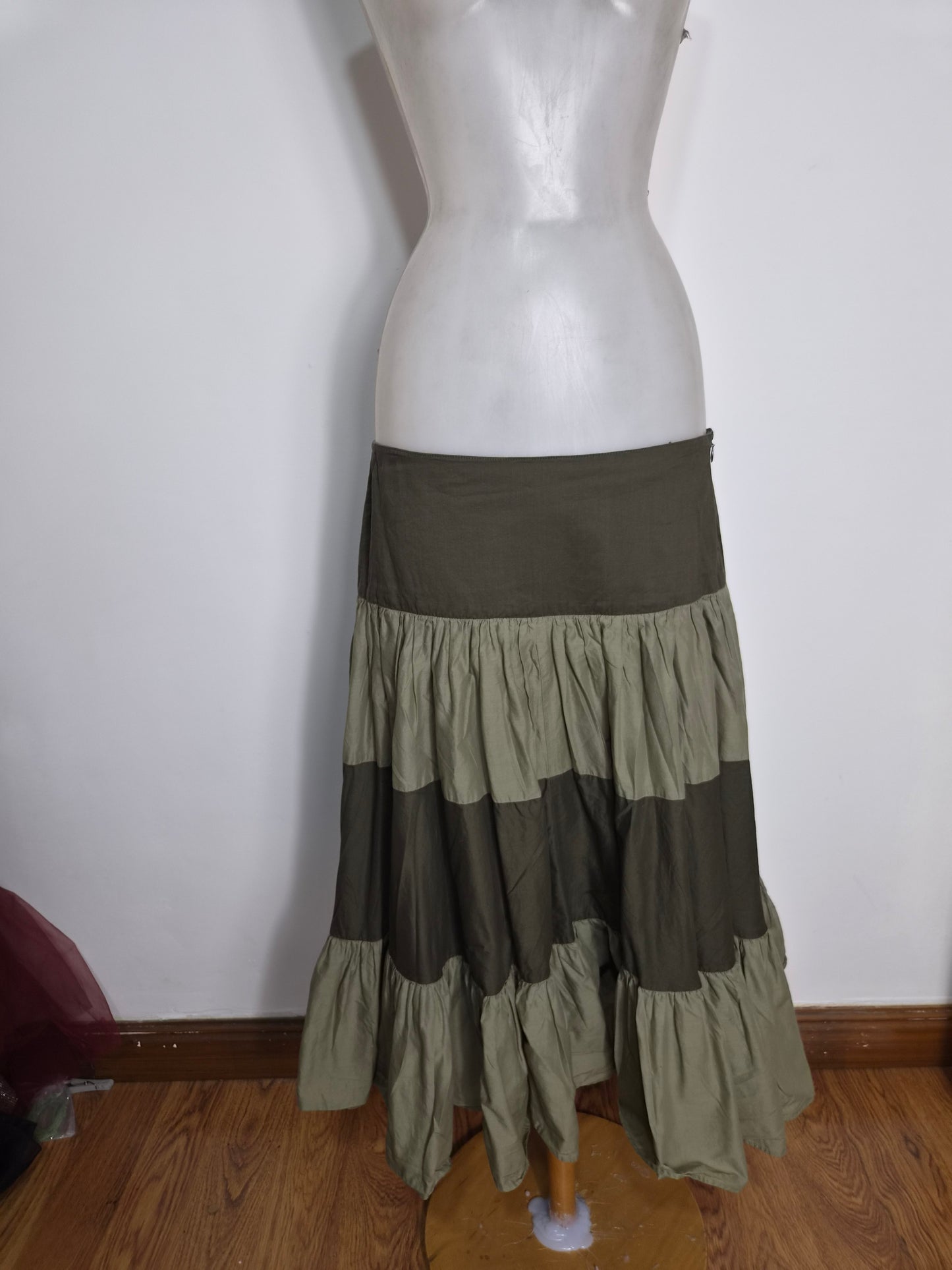 Khaki ruffle skirt