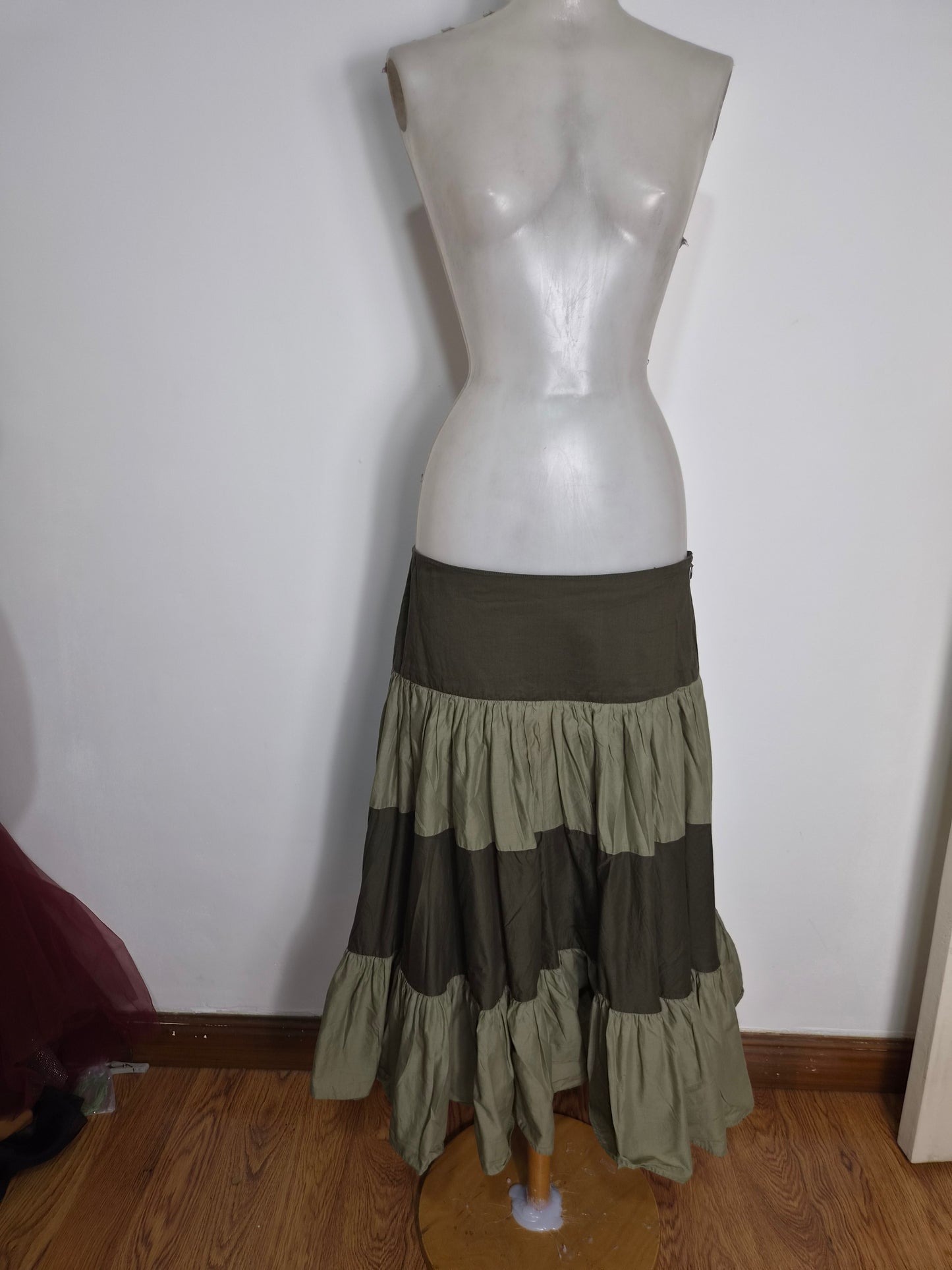 Khaki ruffle skirt