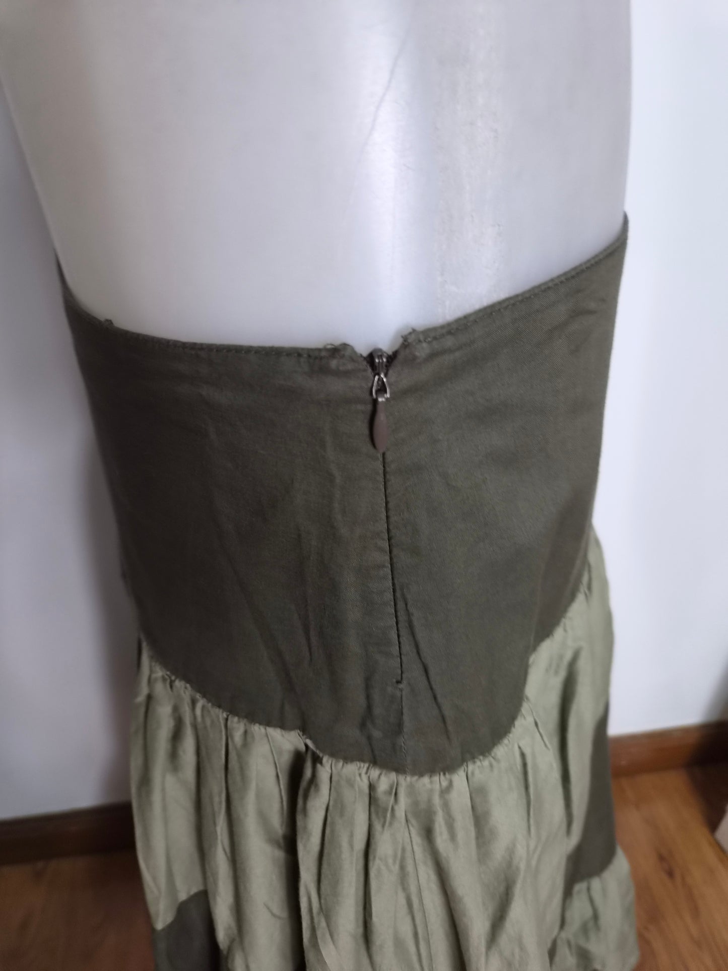 Khaki ruffle skirt