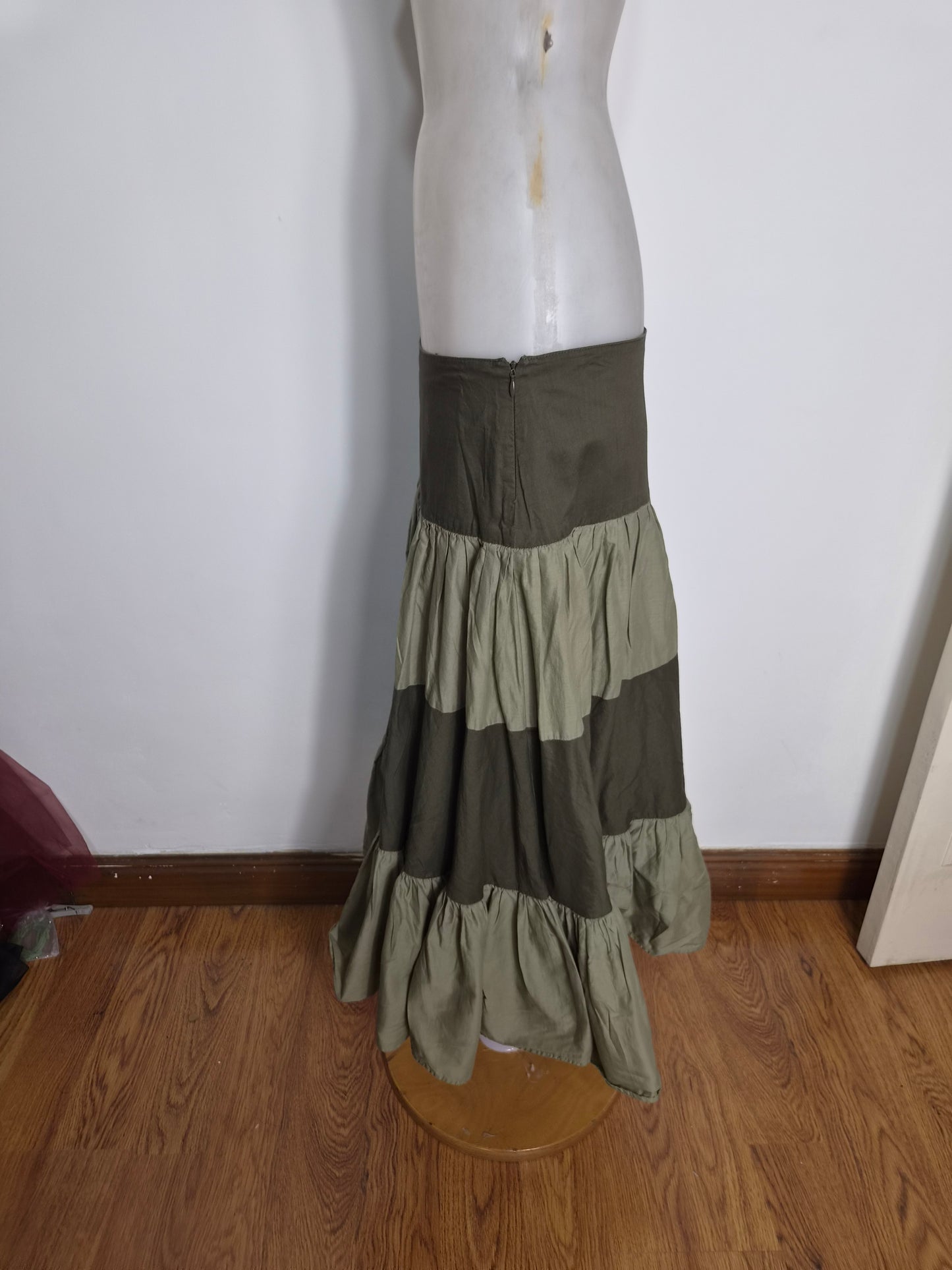 Khaki ruffle skirt