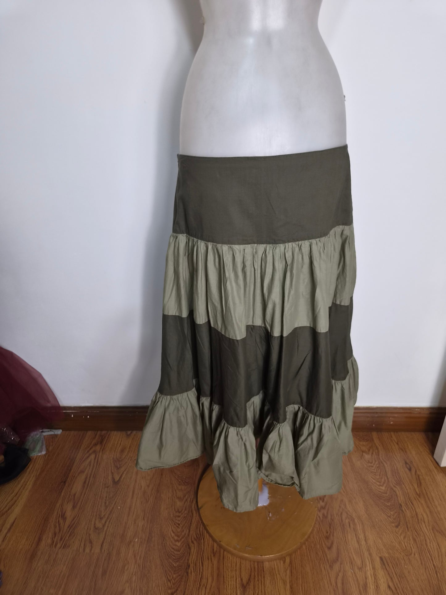 Khaki ruffle skirt