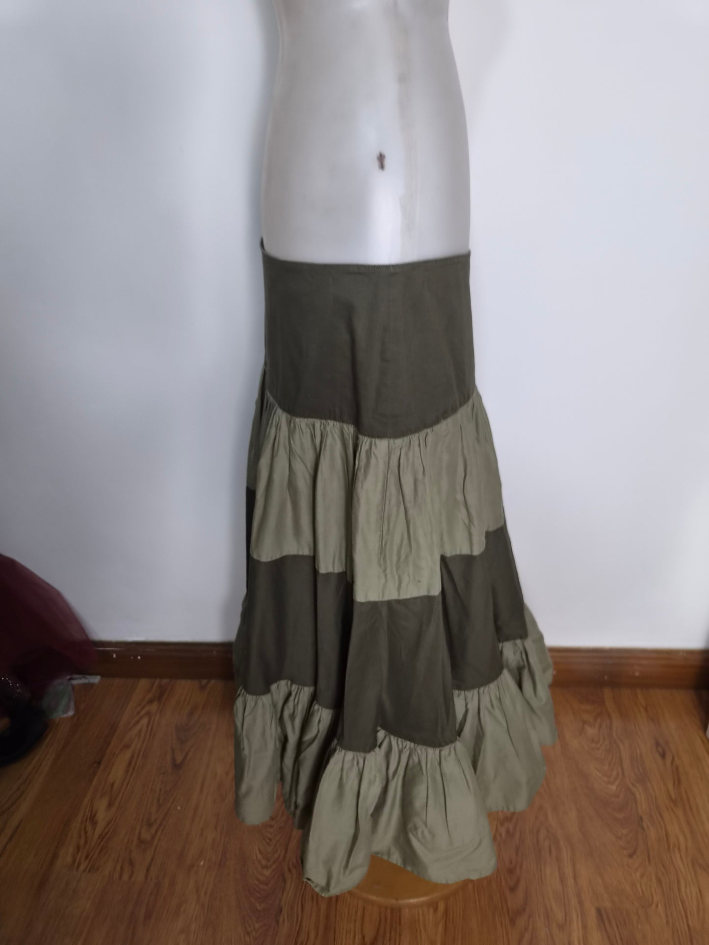 Khaki ruffle skirt