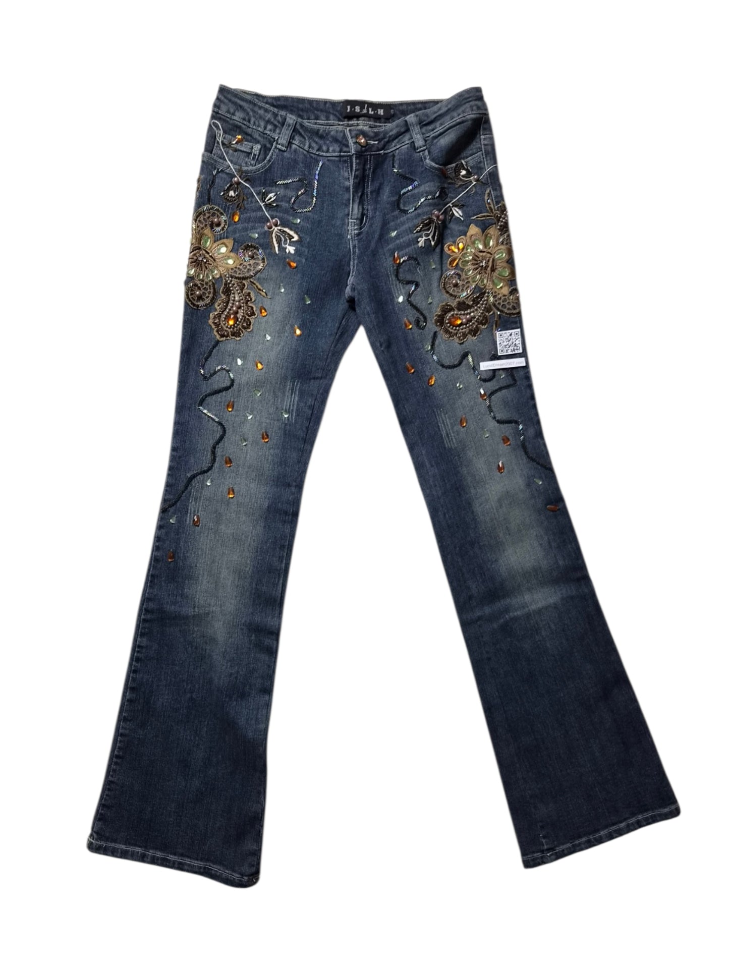 Pantalon denim brodé