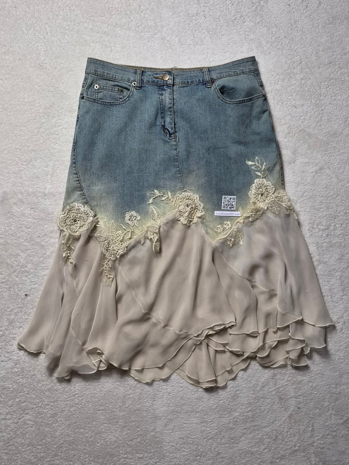 Jupe en denim et voile