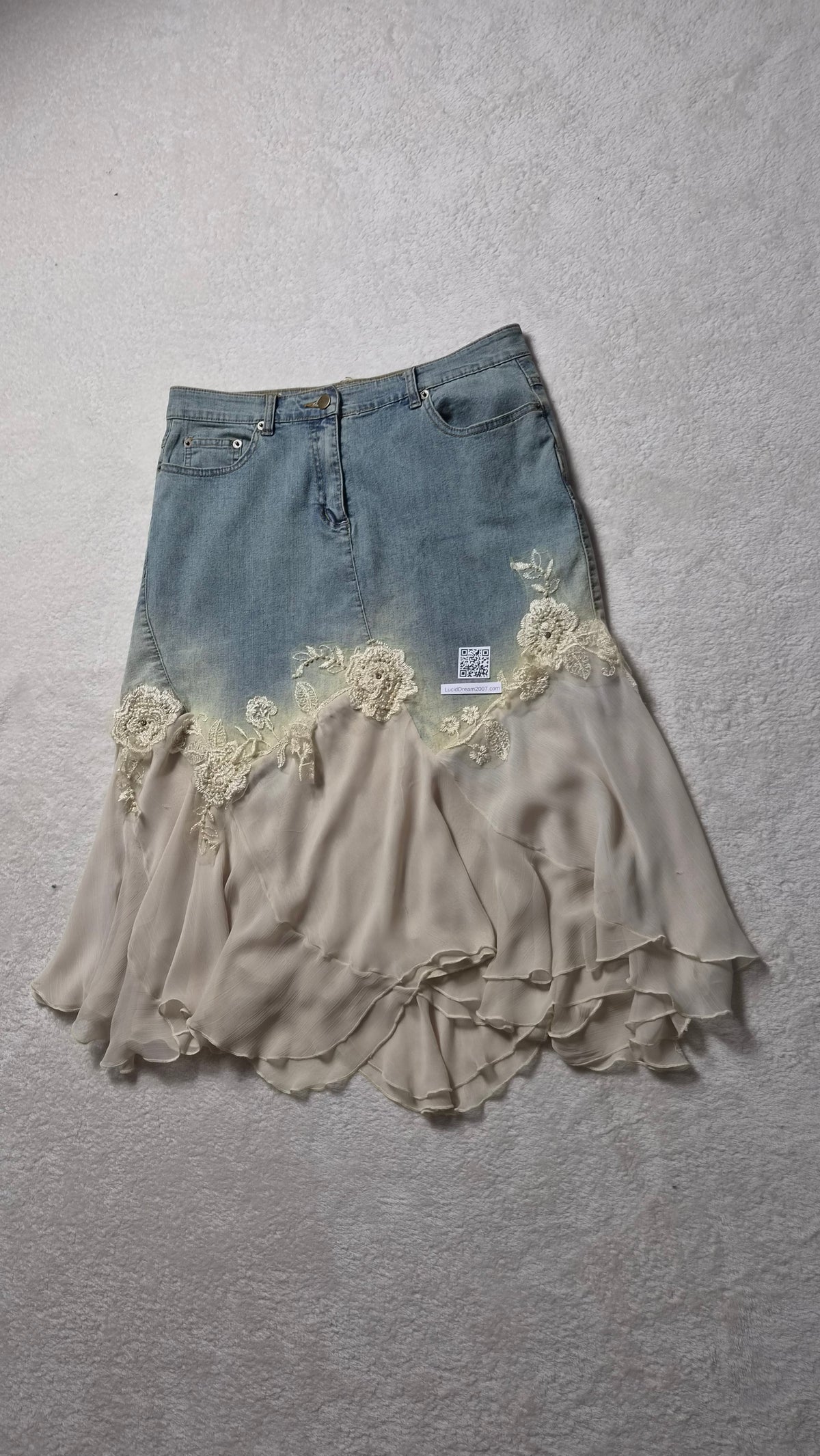 Jupe en denim et voile