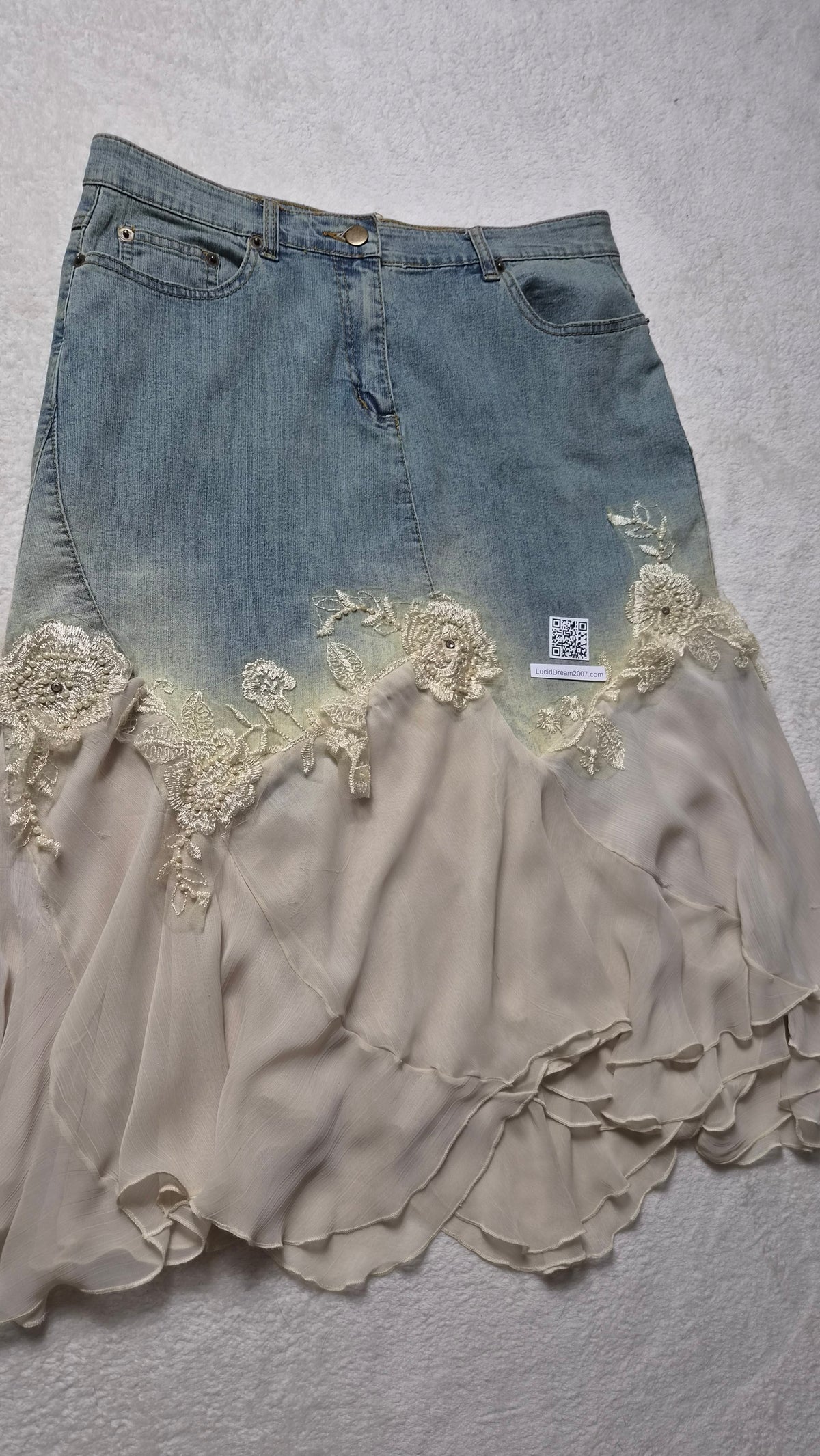 Jupe en denim et voile