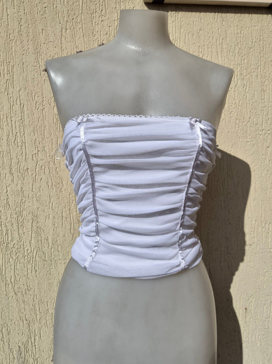 Haut bustier voile plissé