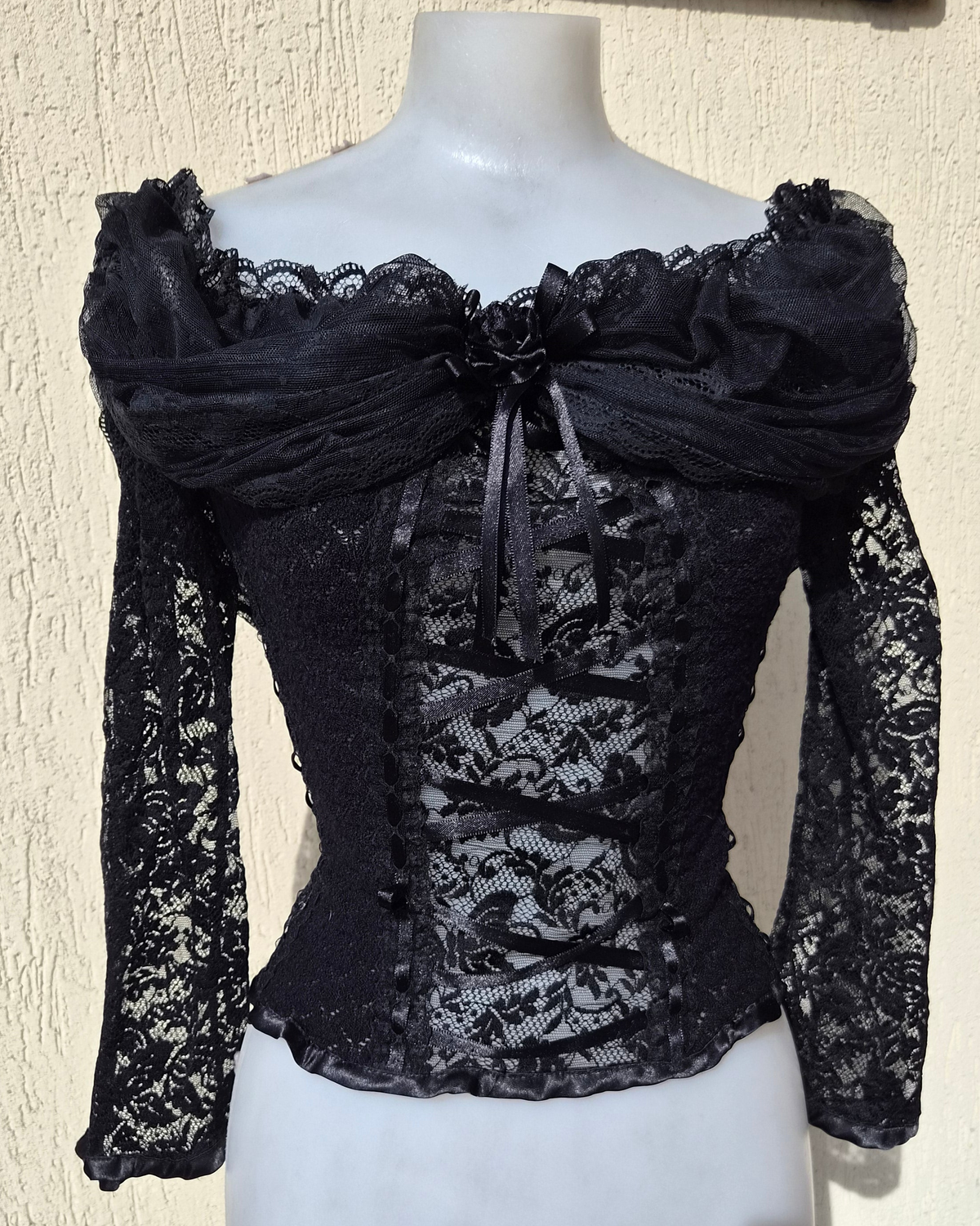 Lace and ribbon detail top