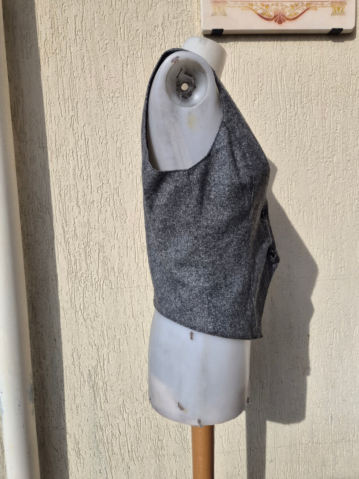 Heather gray bartender's jacket