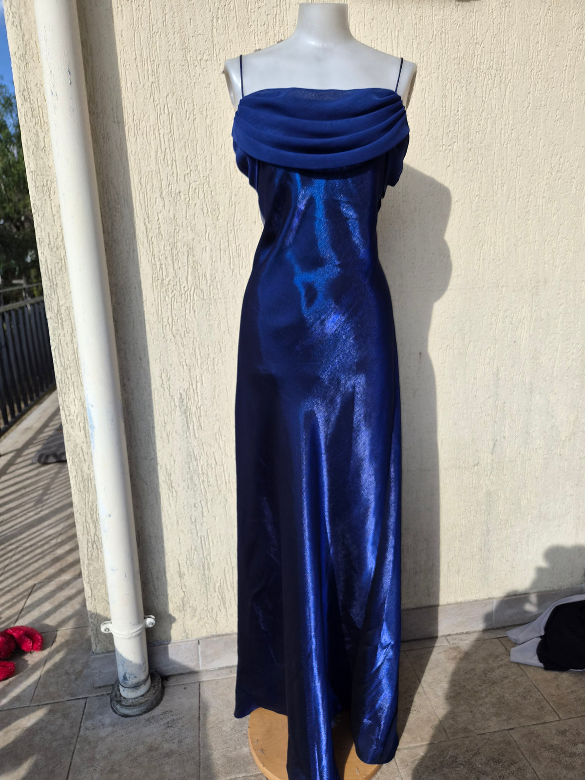 Midnight blue satin dress