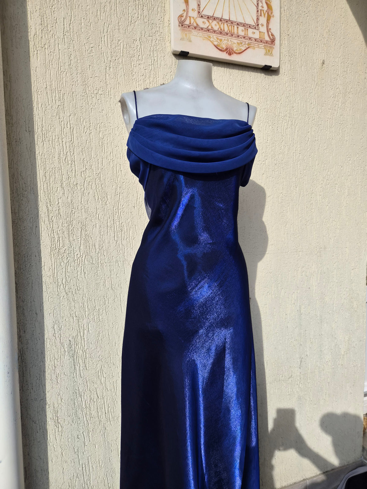 Midnight blue satin dress