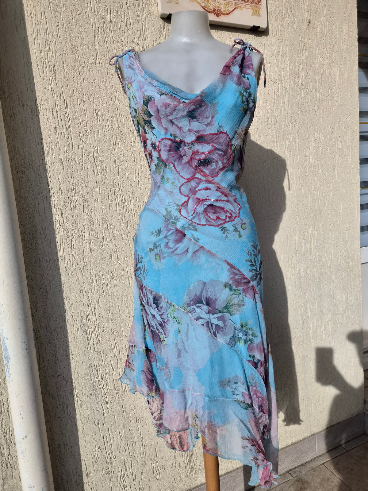 Robe florale bleue René Derhy