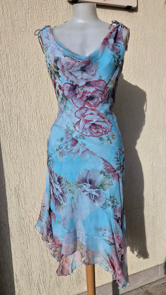 Robe florale bleue René Derhy