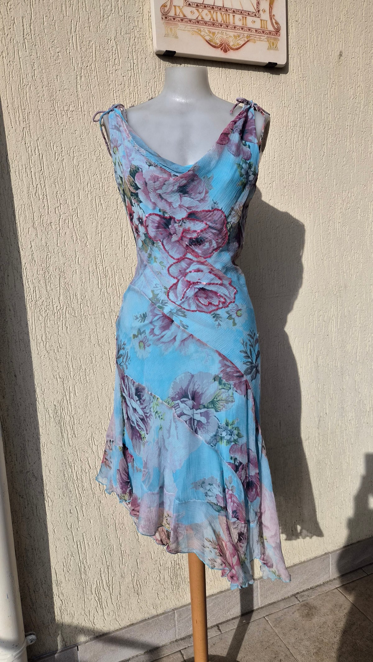 Robe florale bleue René Derhy