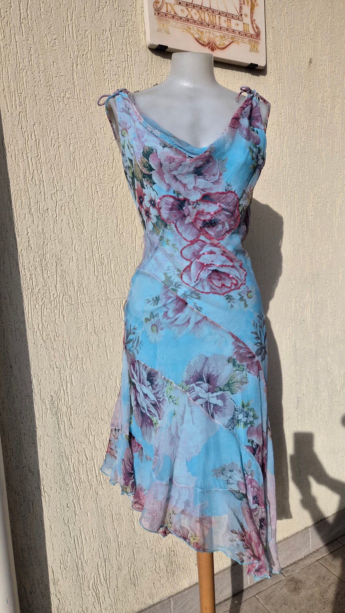 Robe florale bleue René Derhy