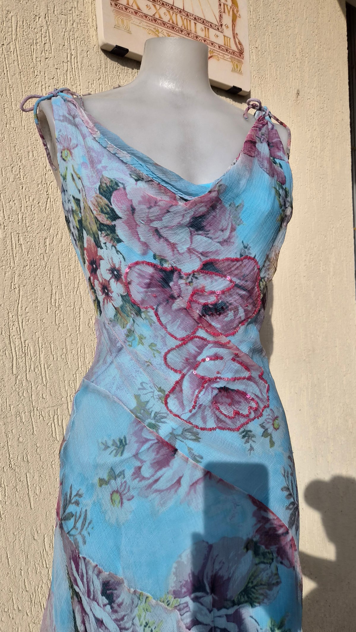 Robe florale bleue René Derhy