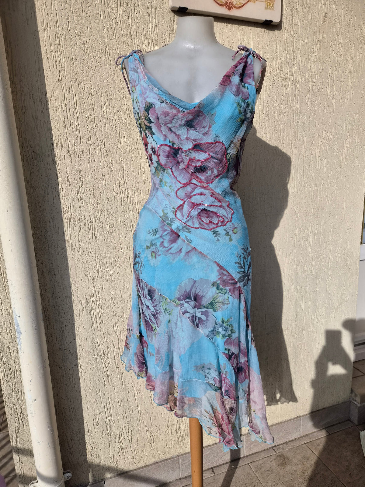 Robe florale bleue René Derhy