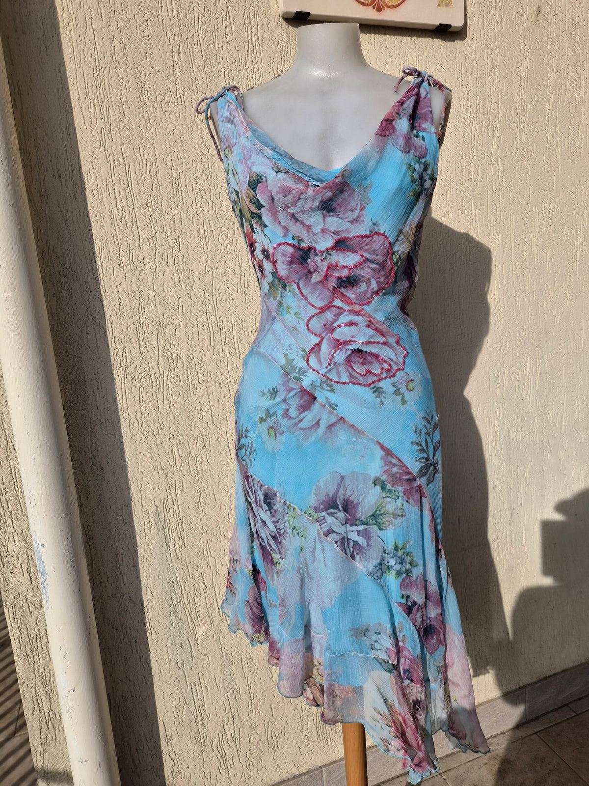 Robe florale bleue René Derhy