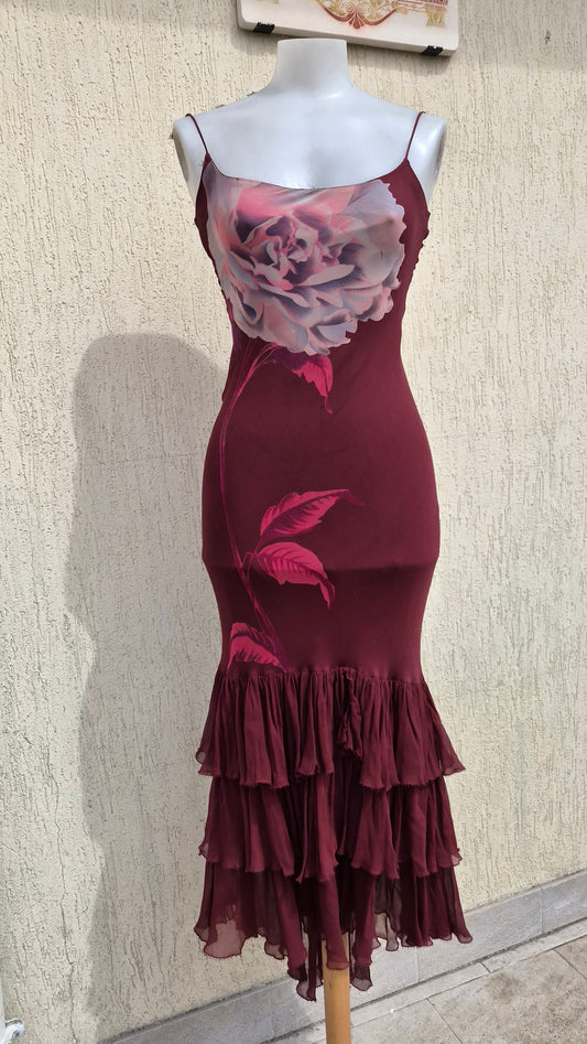 Robe en soie motif fleur