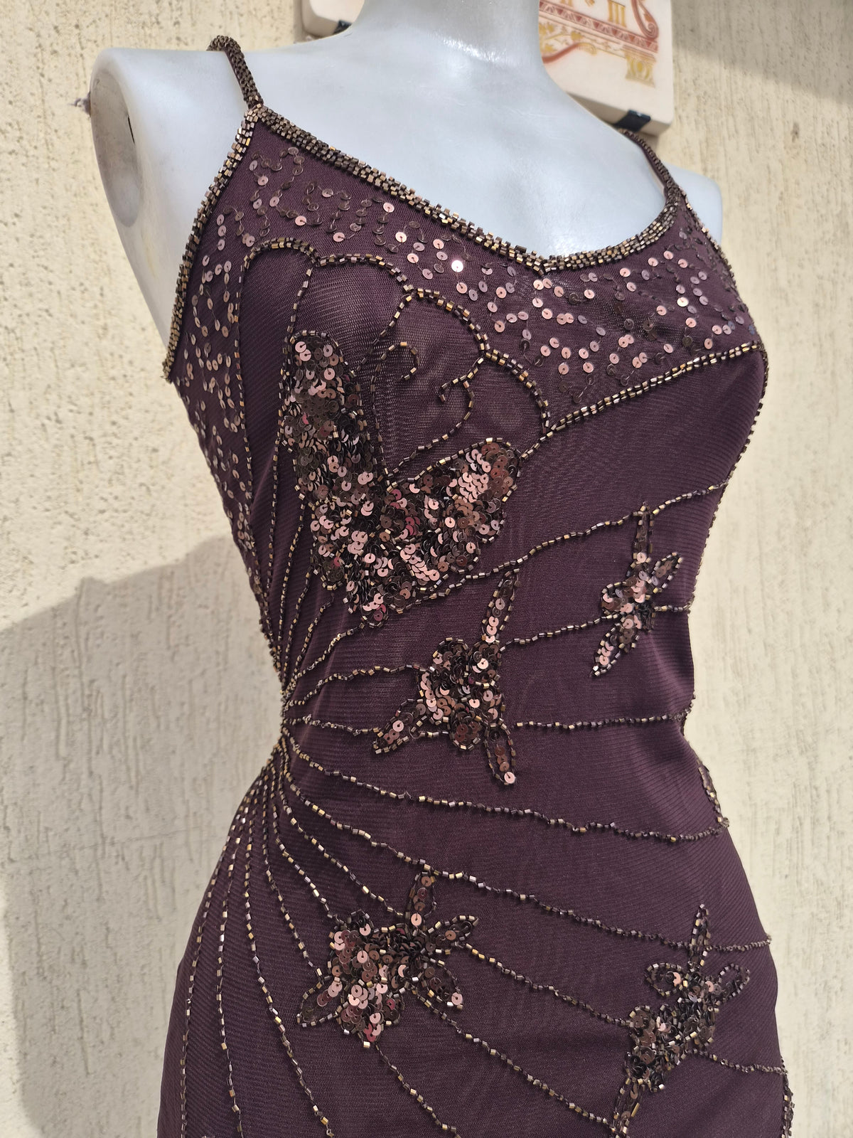 Brown butterfly embroidery veil