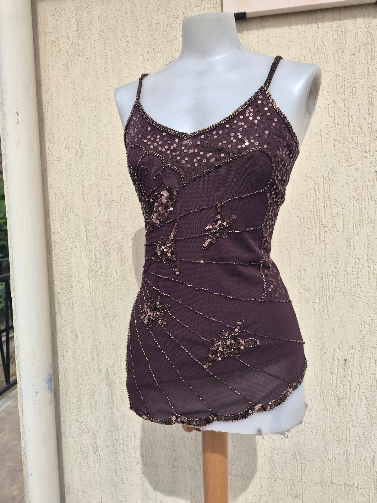 Brown butterfly embroidery veil