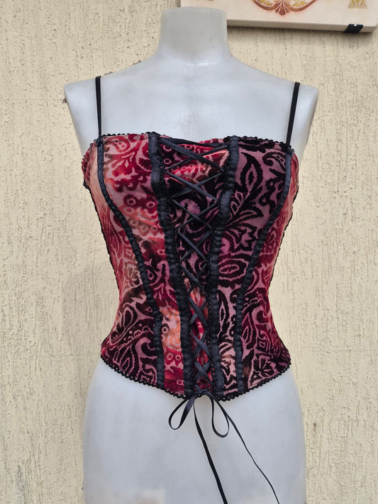 Haut corset velours bordeau